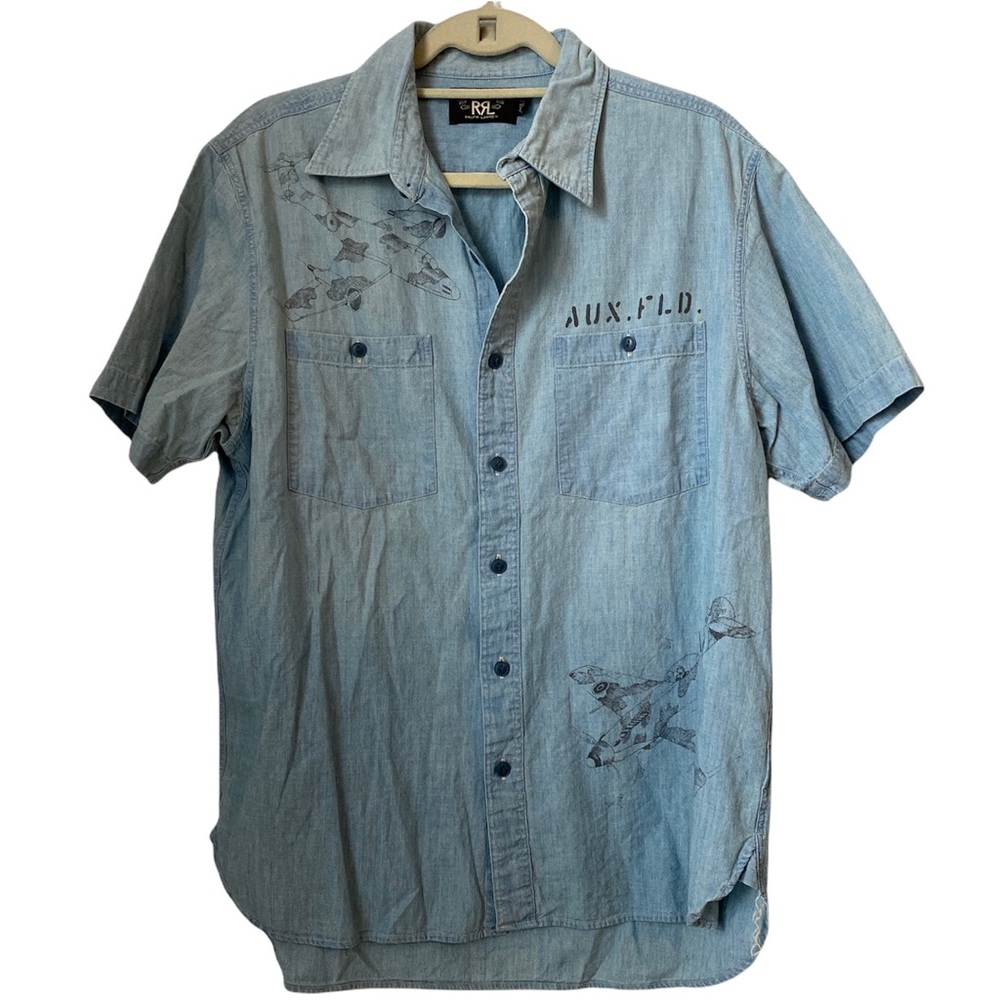Ralph Lauren Double RL Light Blue Denim Short Sleeve Button-Down Shirt